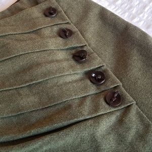 Eva Franco Green Herringbone Pencil Skirt, Size 10